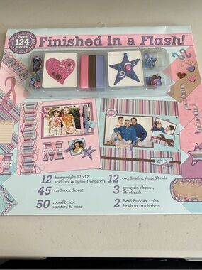 Finished in a Flash! Scrapbook Kit - Pink, Teal, Purple new just opened